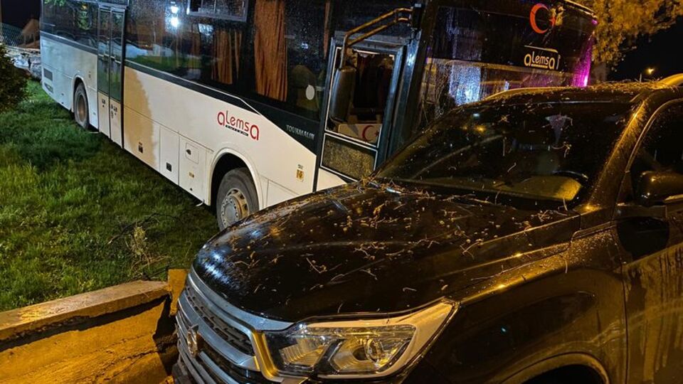 Freni boşalınca parka daldı