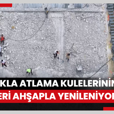 Türkiyenin tek kayakla atlama kulelerinin pistleri ahşapla yenileniyor