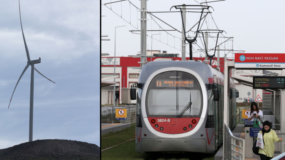 Kayseri'de tramvayların enerjisi rüzgardan