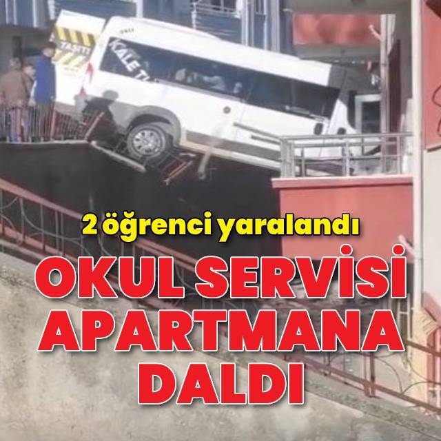 Okul servisi apartmana daldı: 2 yaralı