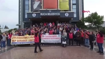 Buca Belediyesi işçilerinden oturma eylemi