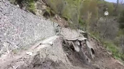 Yusufeli'nde heyelan anı