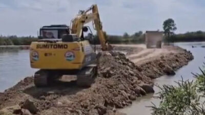 Meriç'e deniz suyu karışmaması için set çekildi