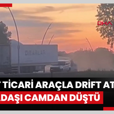 Arnavutköy'de hafif ticari araçla drift attı; arkadaşı camdan düştü