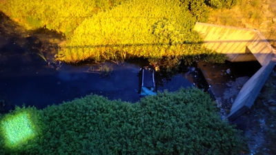 Yoldan çıktı, gölete uçtu!