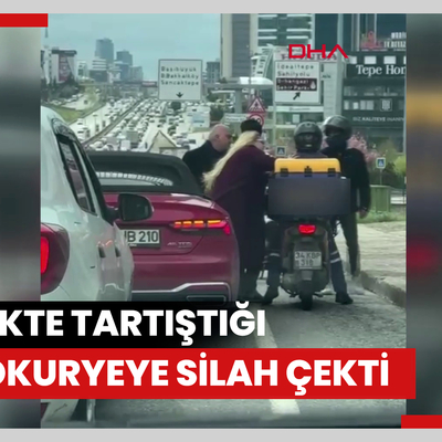Maltepe D-100'de trafikte tartıştığı motokuryeye silah çekti