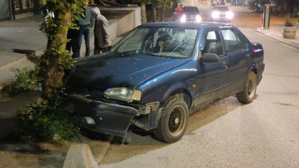 Alkollü sürücü ağaca çarptı