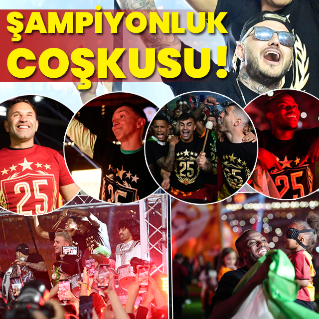 Galatasaraylı futbolcular şampiyonluğu marşlar ve şarkılarla kutladı