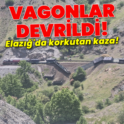 Elazığ'da korkutan kaza! Vagonlar devrildi!