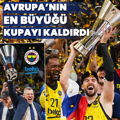 Şampiyon Fenerbahçe Beko kupasını aldı!