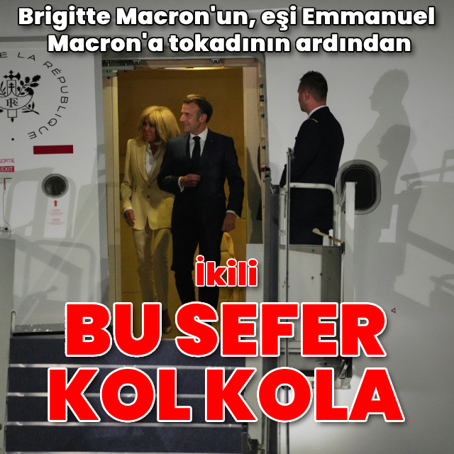 Macron ve eşi bu sefer kol kola