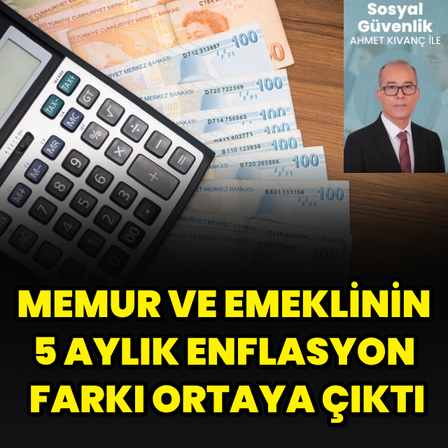 Memur ve emeklinin 5 aylık enflasyon farkı belli oldu