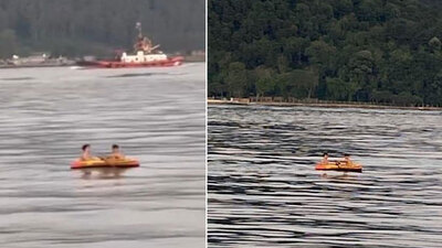 İstanbul'da yaşandı! 2 çocuk şişme botla denize açıldı!