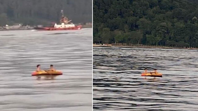 İstanbul'da yaşandı! 2 çocuk şişme botla denize açıldı!