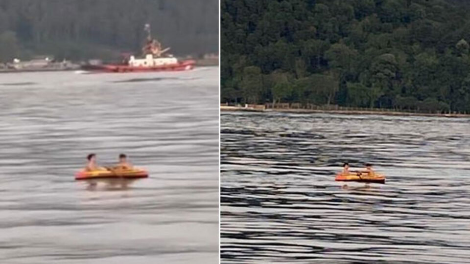 İstanbul'da yaşandı! 2 çocuk şişme botla denize açıldı!