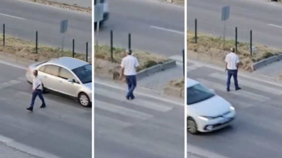 Yaya geçidinde akılalmaz anlar!