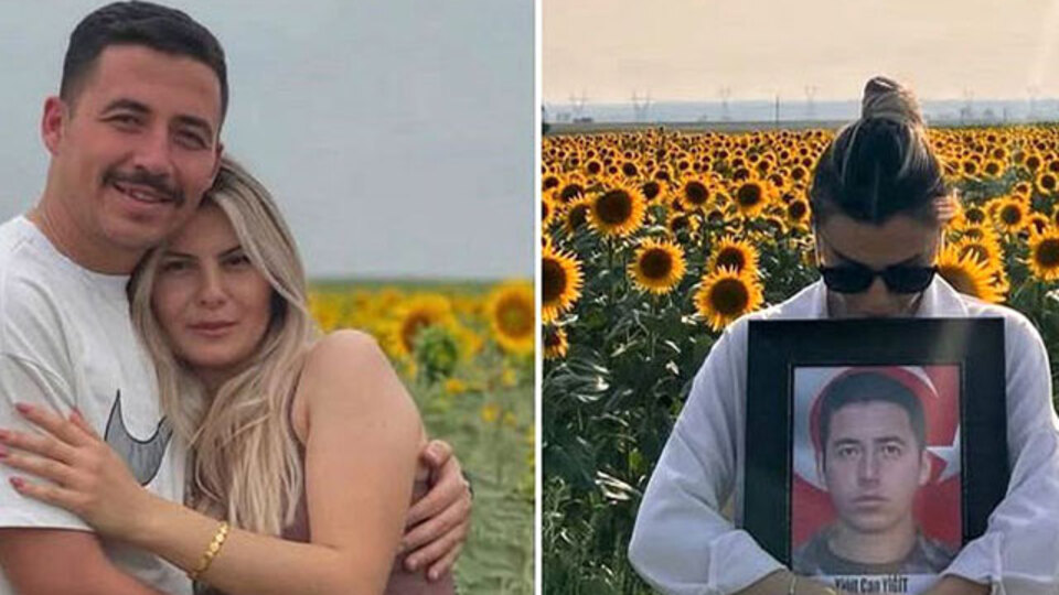 "Huzurla kal sevgilim..." Ayçiçeği tarlasında hüzün...