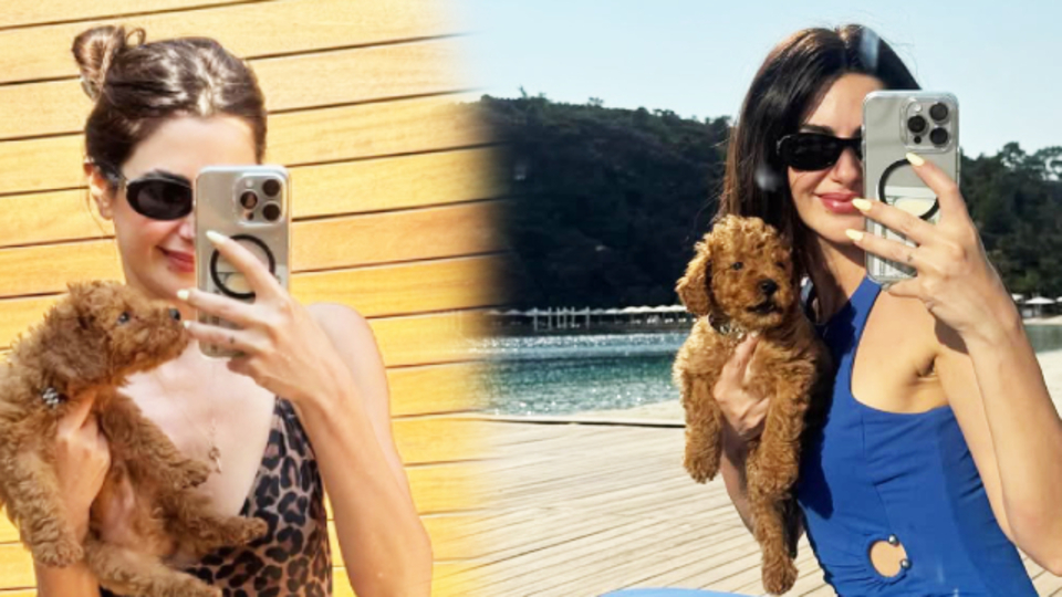 Köpeği ile tatilin tadını çıkardı