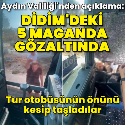 Tur otobüsünün önünü kesip taşladılar