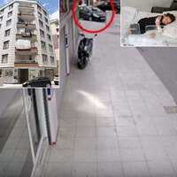 1.5 yaşındaki çocuk 5. kattan otomobilin üzerine düştü! Mucize kamerada!