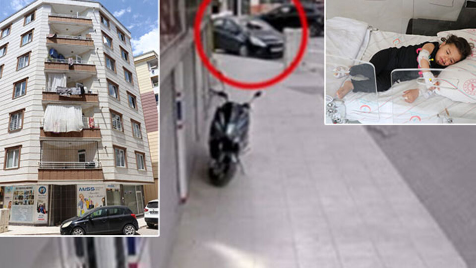 1.5 yaşındaki çocuk 5. kattan otomobilin üzerine düştü! Mucize kamerada!