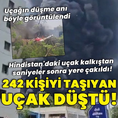 Hindistan'da 242 kişiyi taşıyan uçak düştü