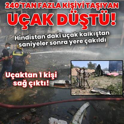 Hindistan'da 242 kişiyi taşıyan uçak düştü