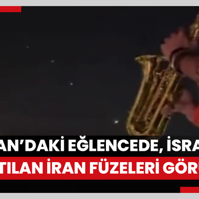 Lübnan’daki eğlencelerde, gökyüzünde İsrail’e fırlatılan İran füzeleri görüldü