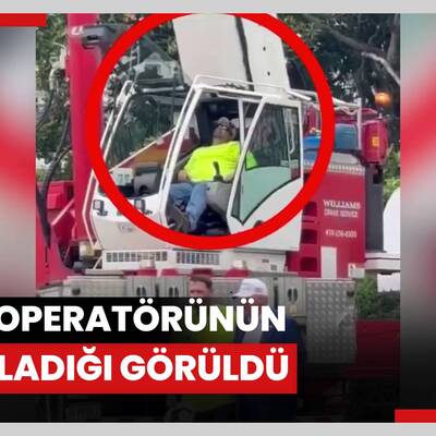 ABD Başkanı Trump işçilerle fotoğraf çektirirken vinç operatörünün uyukladığı görüldü