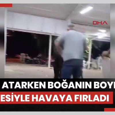Para atarken boğanın boynuz darbesiyle havaya fırladı