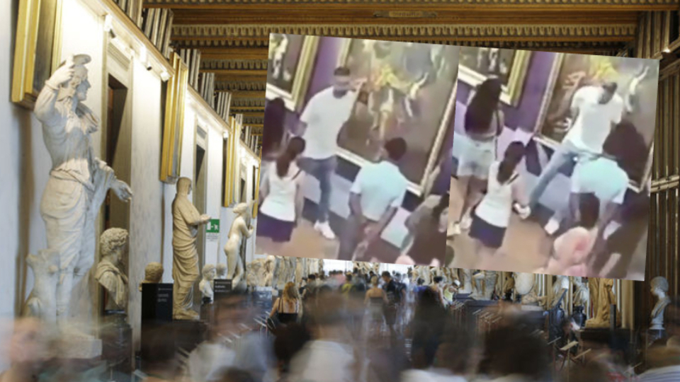 Poz verirken 300 yıllık tabloya zarar verdi!