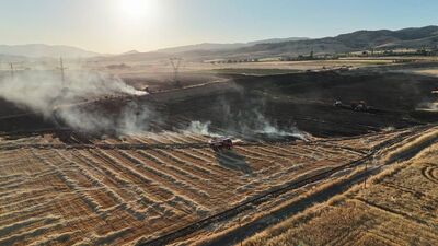 Merzifon'da yangın: 80 dönüm tarım arazisi zarar gördü