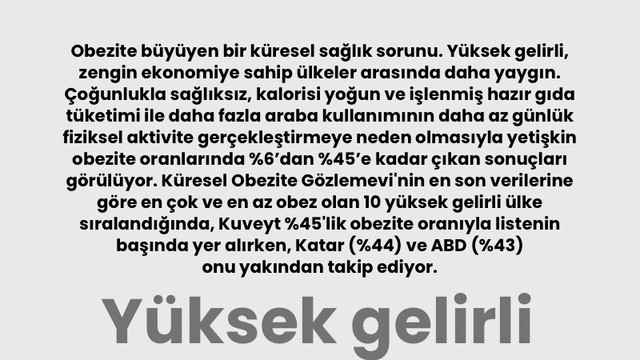Yüksek gelirli ülkelerde obezite oranı