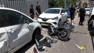 Zincirleme kazada motosiklet sürücüsünün ayağı koptu