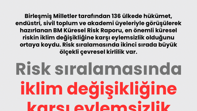 Risk sıralamasında iklim değişikliğine karşı eylemsizlik ilk sırada
