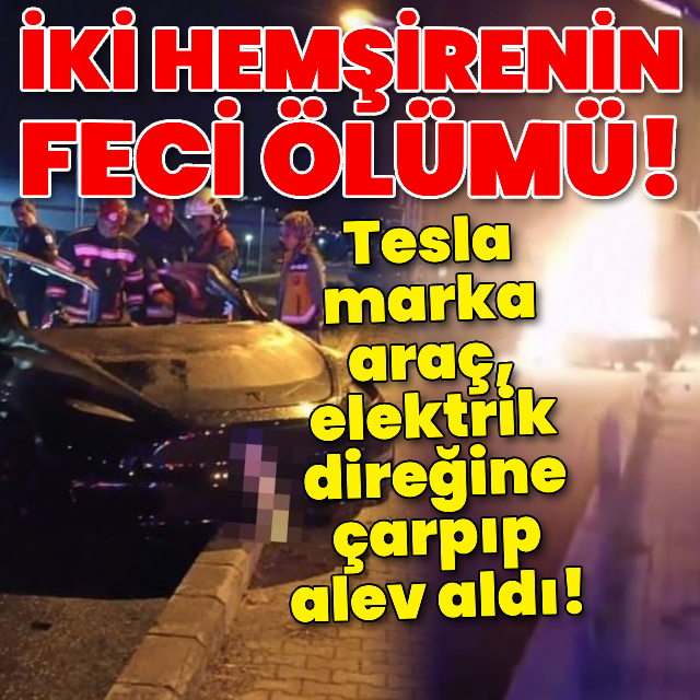 Tesla marka araç elektrik direğine çarptı!