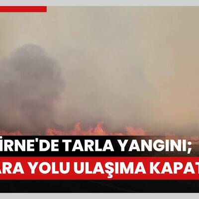 Edirne'de tarla yangını; kara yolu ulaşıma kapatıldı