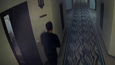 Otel yöneticisinin yangından kaçış anı!