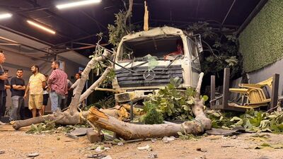 Kamyon restoran bahçesine düştü