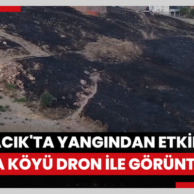 Ayvacık ilçesindeki yangından etkilenen Tuzla köyü dron ile görüntülendi