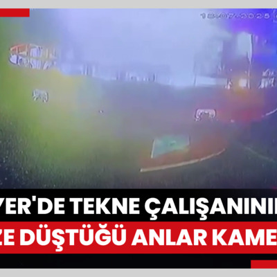 Sarıyer'de tekne çalışanının denize düştüğü anlar kamerada