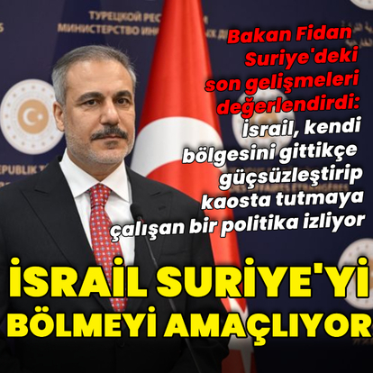 "İsrail Suriye'yi bölmeyi amaçlıyor"
