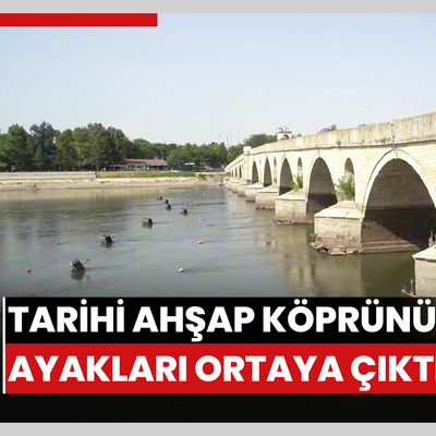 Meriç Nehri'nde su seviyesinin düşmesiyle tarihi ahşap köprünün ayakları ortaya çıktı
