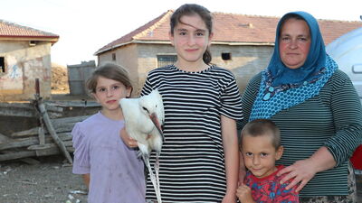 Yaralı leylek Su'ya Yozgatlı aile sahip çıktı