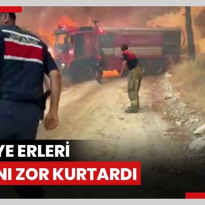 Çanakkale’deki orman yangınında bir itfaiye aracı yandı, itfaiye erleri canını zor kurtardı