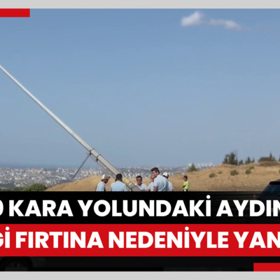 Büyükçekmece'de D-100 kara yolundaki aydınlatma direği fırtına nedeniyle yan yattı