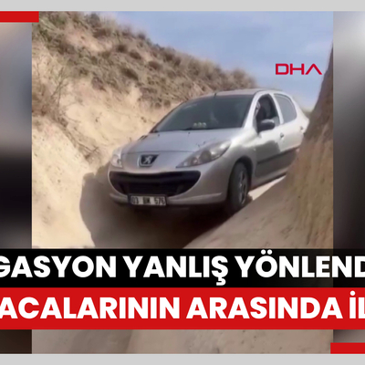 Navigasyon yanlış yönlendirdi, sürücü peribacalarının arasında ilerledi