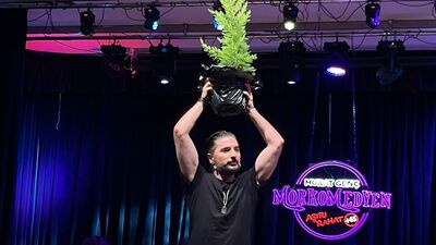 Yanan ormanlara dikkat çekmek için sahneye fidanla çıktı