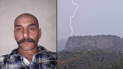 Hayvan otlatırken üzerine yıldırım düştü