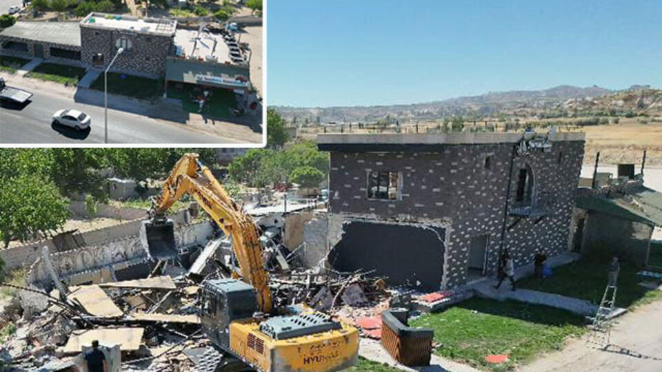Otel ve restoran yıkıldı! Kapadokya'da kaçak yapıya geçit yok!